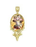 Подвеска из лимонного золота c росписным янтарём