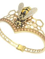 Браслет из лимонного золота c эмалью, фианитом, цитрином и эмалью