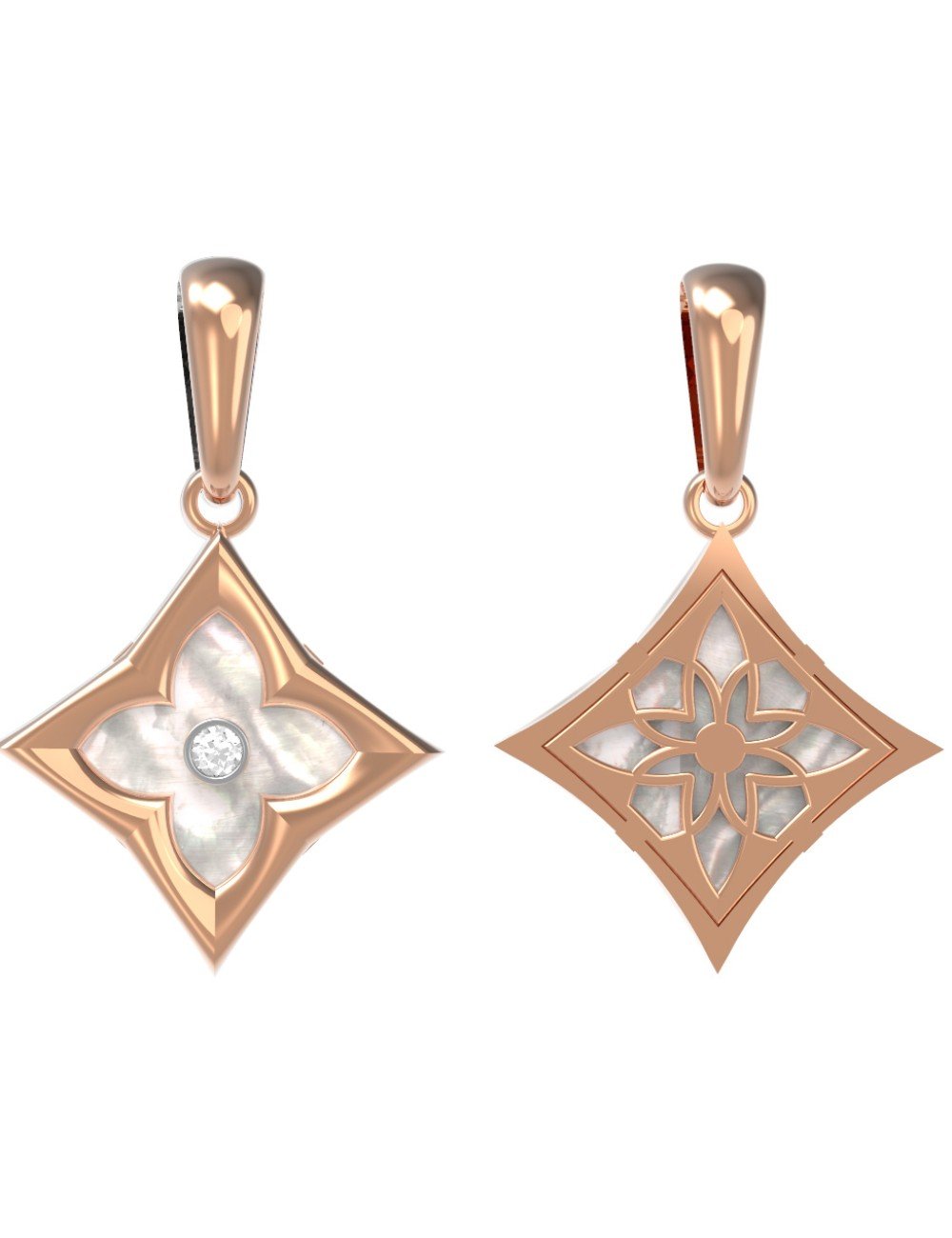 Подвеска из золота c бриллиантами и перламутром