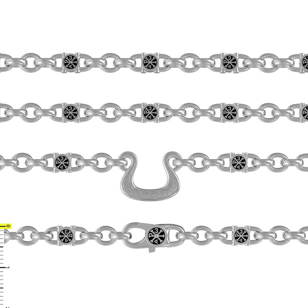 Цепь из белого золота 585 пробы c эмалью
