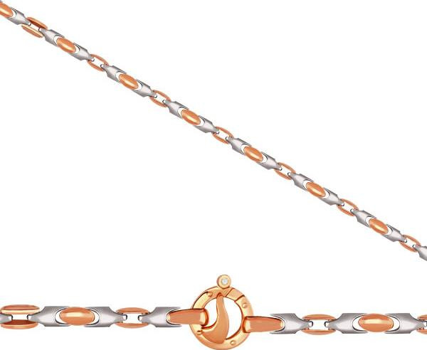 Цепь из красного золота 585 пробы c фианитом