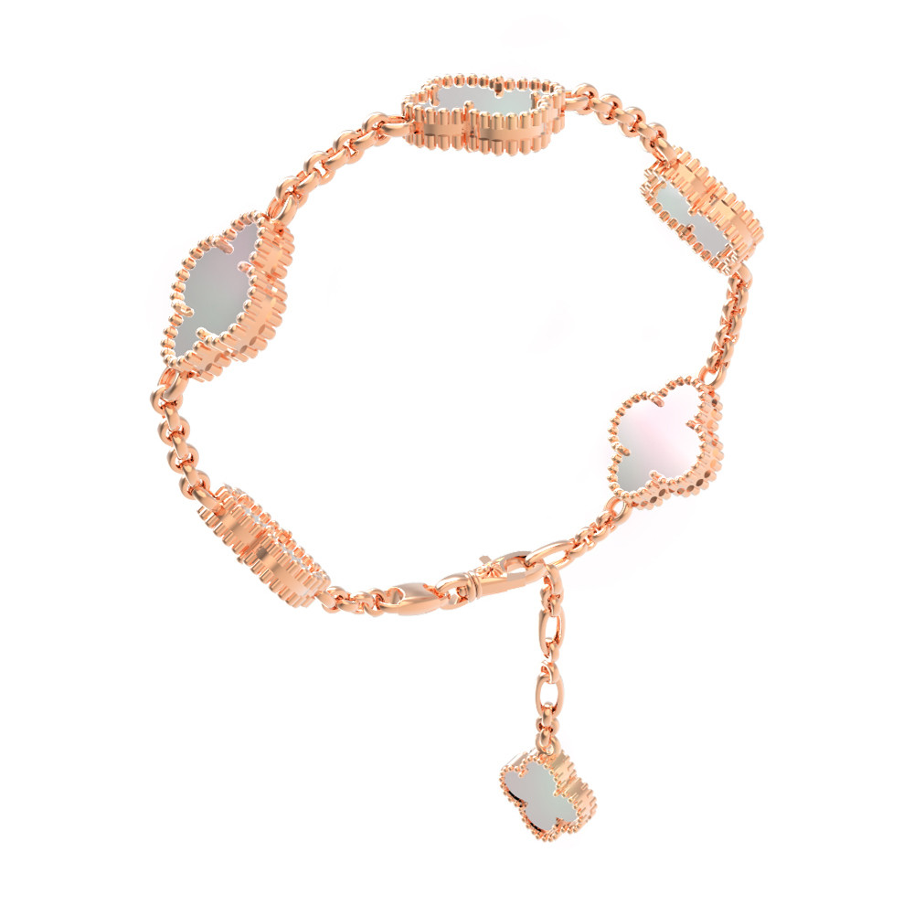 Браслет из красного золота 585 пробы c перламутром