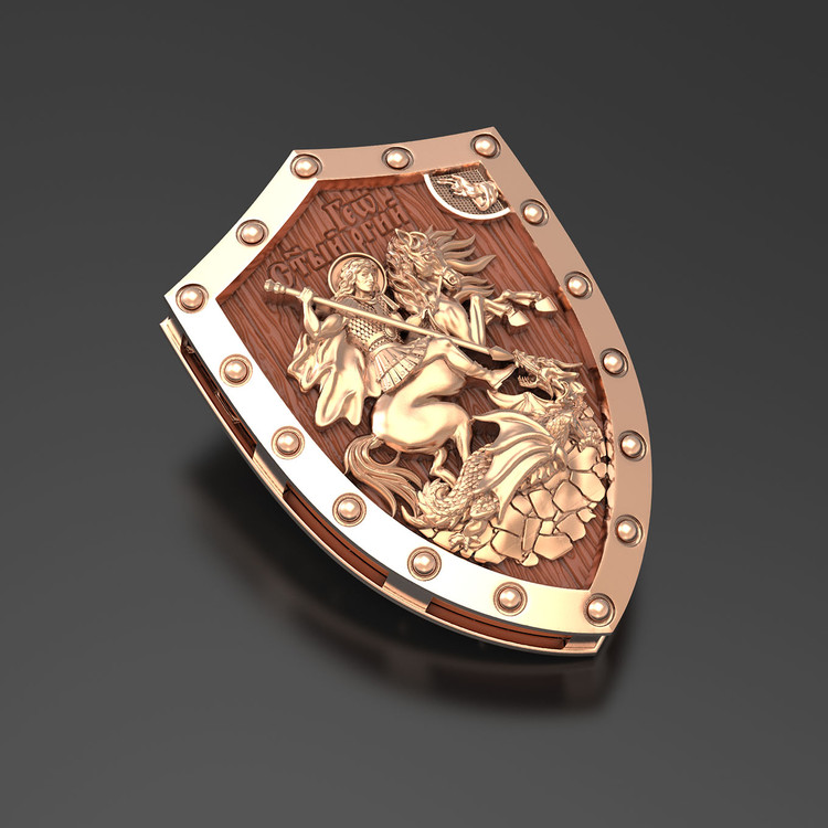 Нательная икона из красного золота 585 пробы c деревом груши