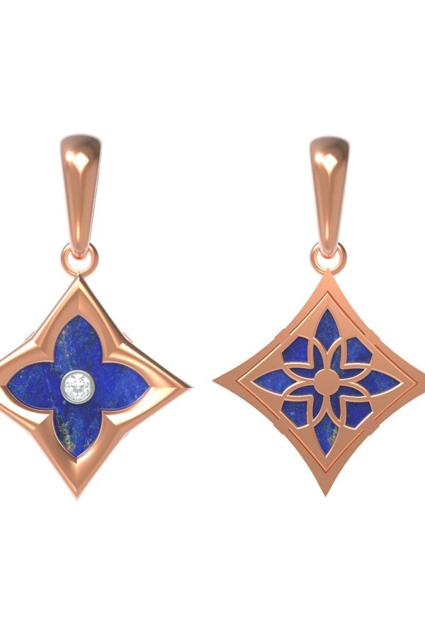 Подвеска из золота c бриллиантами и лазуритом