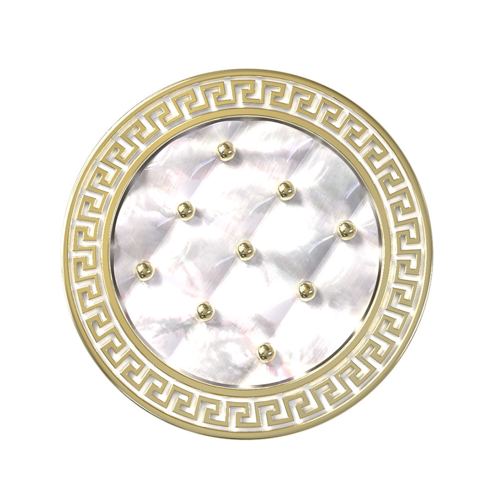 Кольцо из лимонного золота 585 пробы c эмалью и перламутром