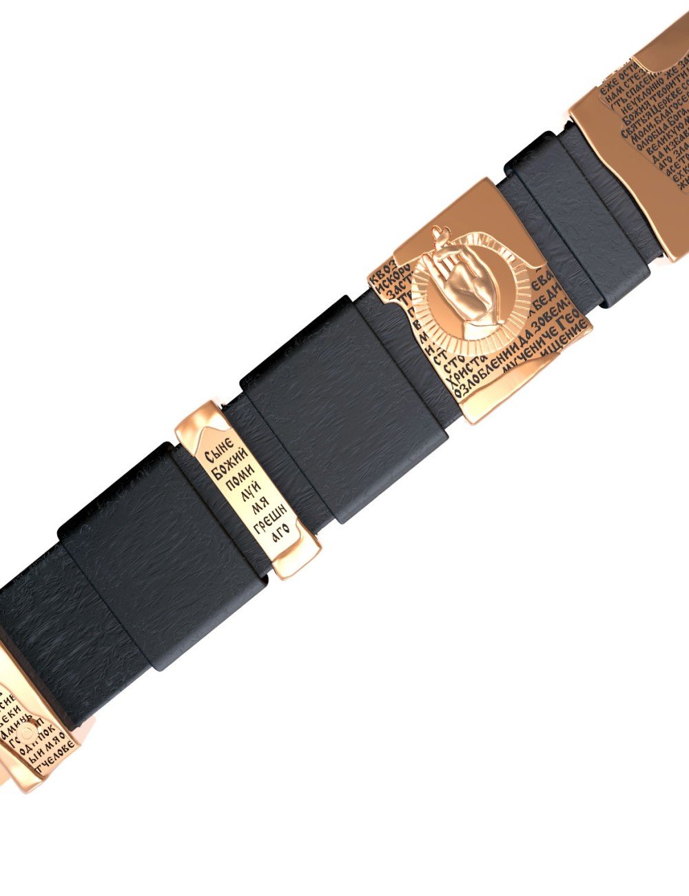 Браслет из золота c кожаным шнурком