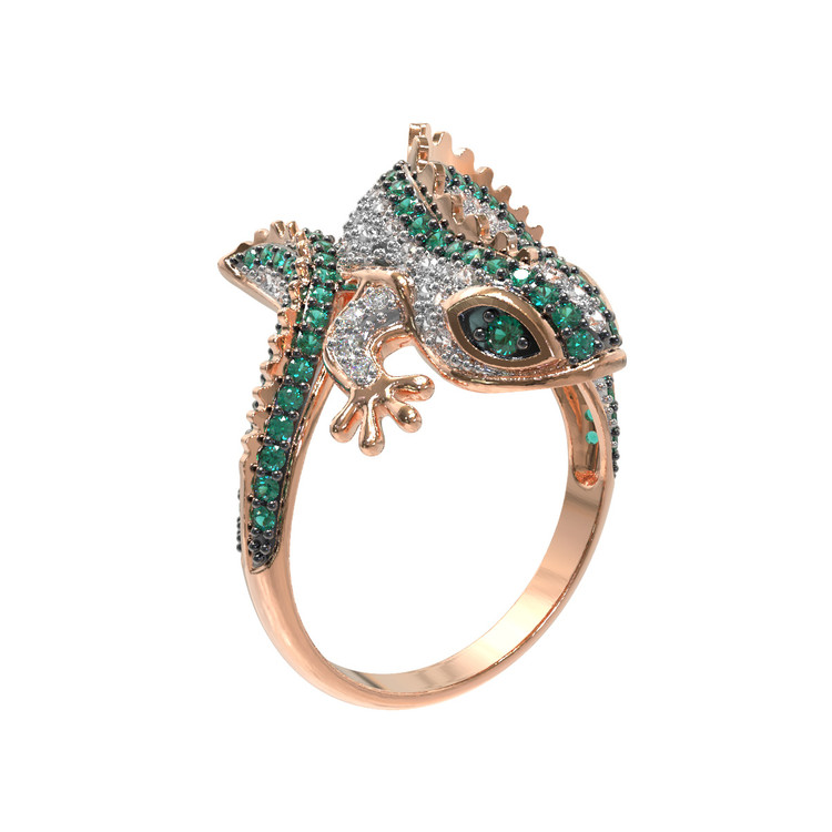 Кольцо из красного золота 585 пробы c фианитом