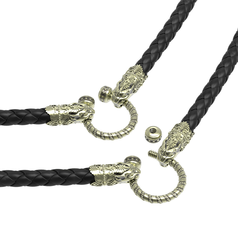 Цепь-шнурок кожа из зелёного золота 585 пробы c кожаным шнурком