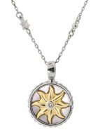 Колье из белого золота c бриллиантами, ониксом и перламутром