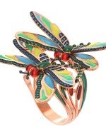 Кольцо из золота c сапфиром, изумрудом и эмалью