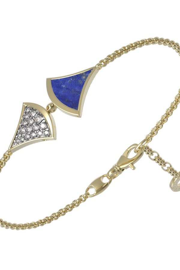 Браслет из лимонного золота c бриллиантами и лазуритом