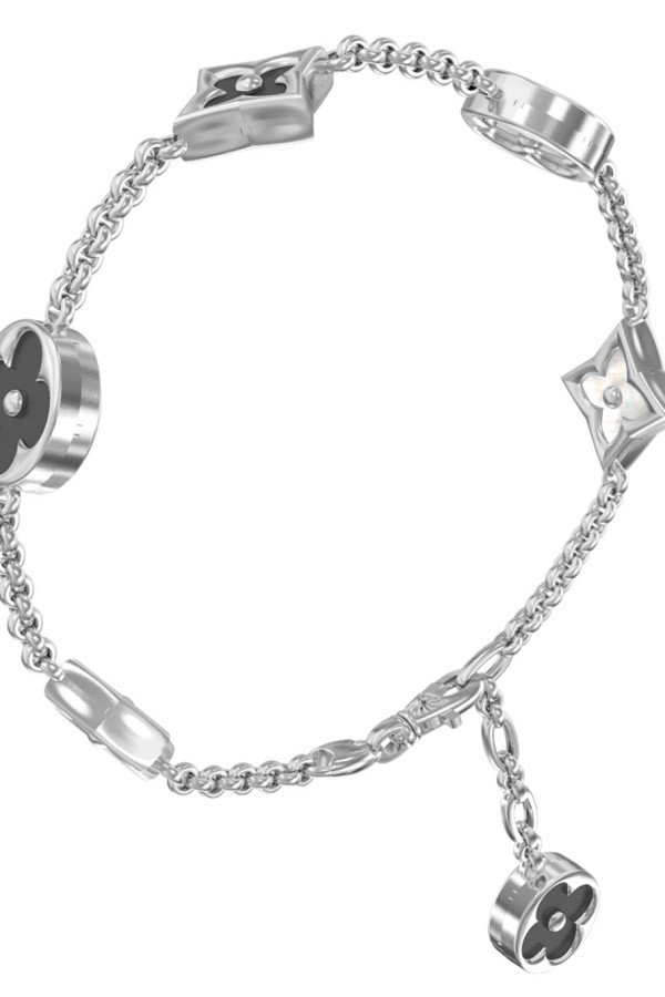 Браслет из белого золота c ониксом и перламутром