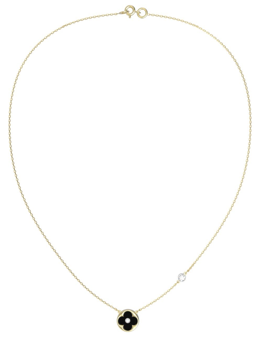 Колье из лимонного золота c бриллиантами и ониксом