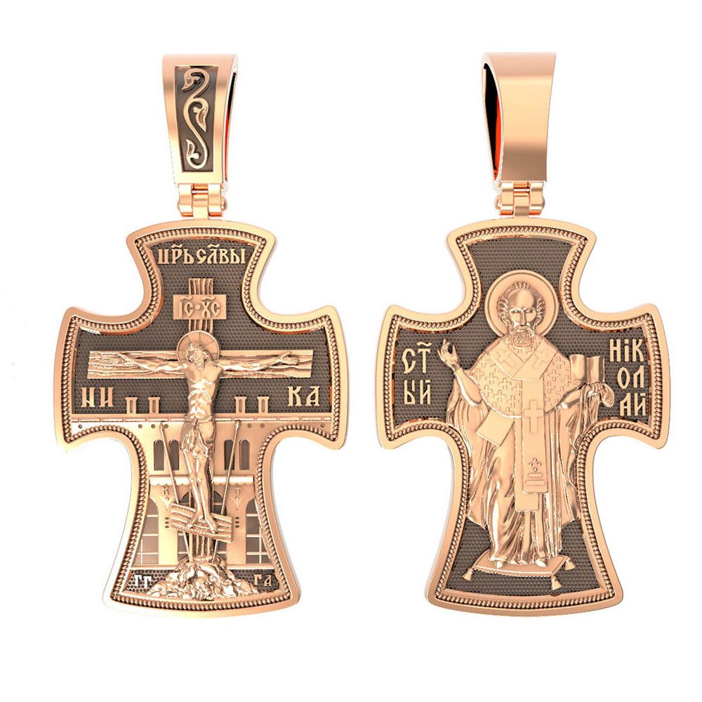 Крест из красного золота 585 пробы