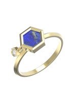 Кольцо из лимонного золота c бриллиантами и лазуритом