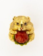 Кольцо из лимонного золота c эмалью