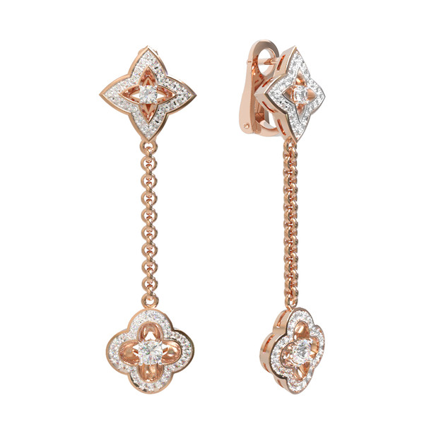 Серьги из красного золота 585 пробы c бриллиантами