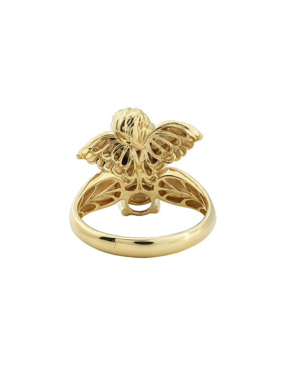 Кольцо из лимонного золота 585 пробы c бриллиантами