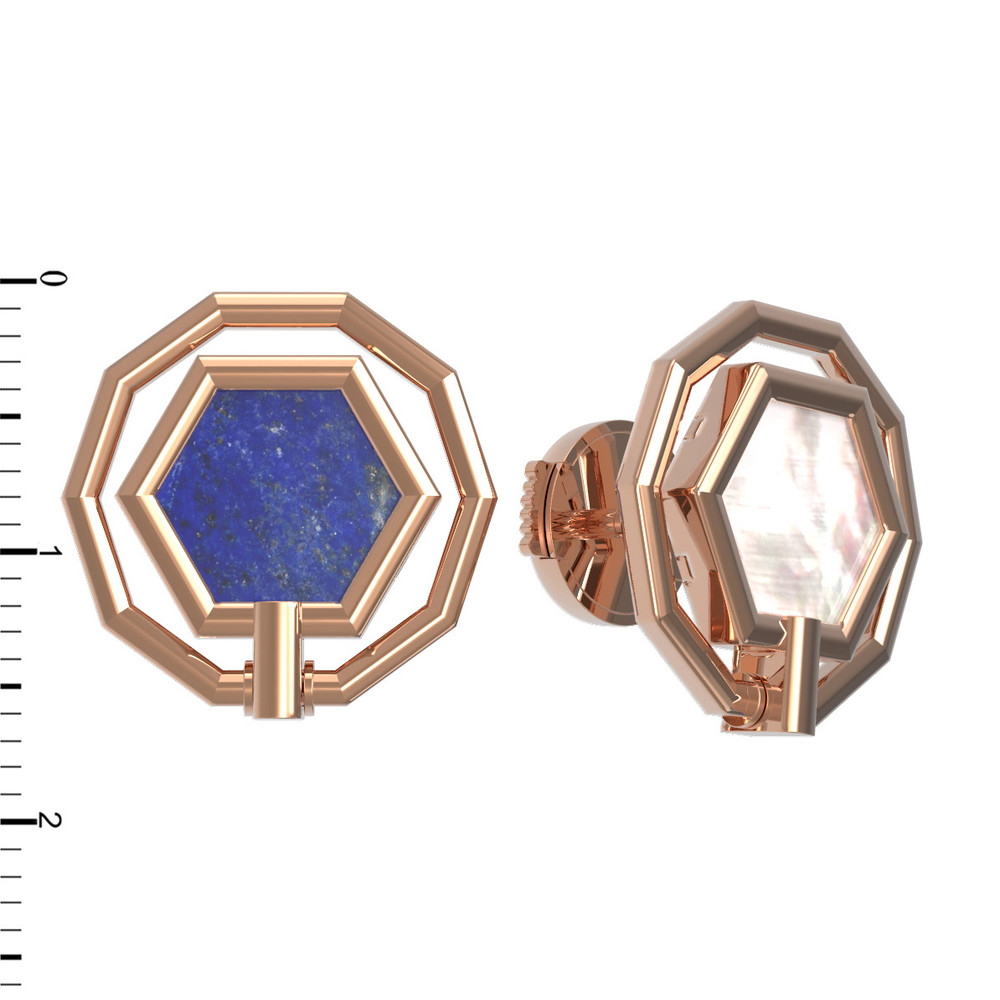 Серьги из красного золота 585 пробы c лазуритом и перламутром