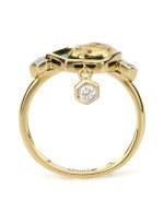 Кольцо из лимонного золота c бриллиантами и малахитом