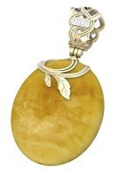 Подвеска из лимонного золота c росписным янтарём