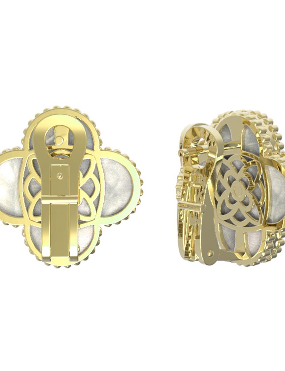 Серьги из лимонного золота c бриллиантами и перламутром