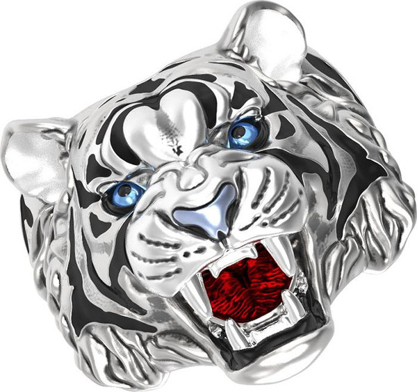 Кольцо из белого золота 585 пробы c эмалью