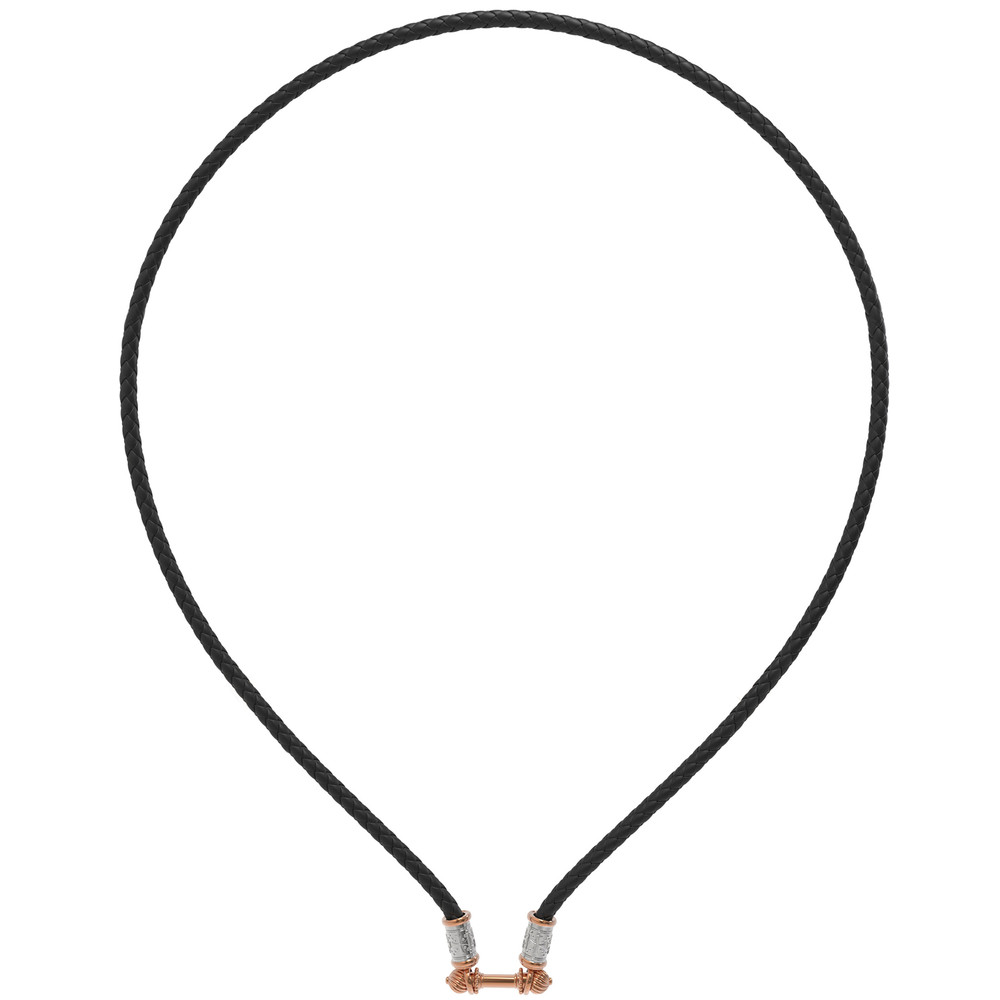 Цепь-шнурок кожа из красного золота 585 пробы c кожаным шнурком