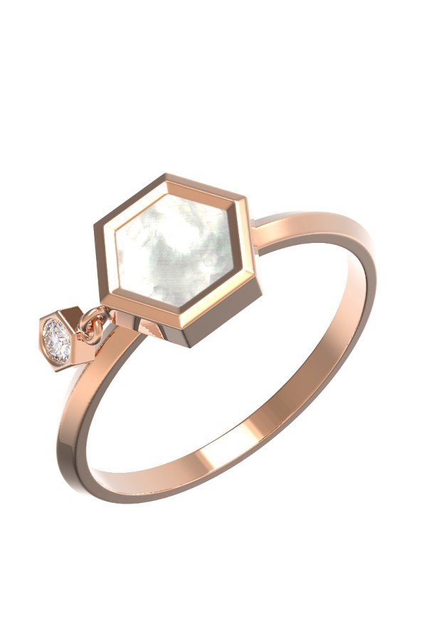 Кольцо из золота c бриллиантами и перламутром