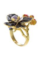 Кольцо из лимонного золота c эмалью