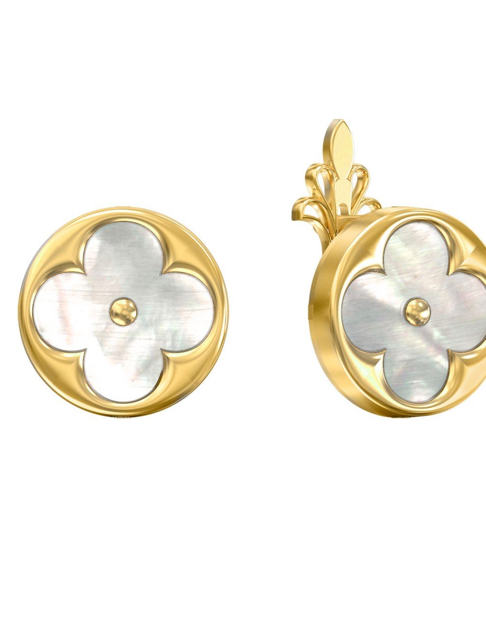 Серьги из лимонного золота c перламутром
