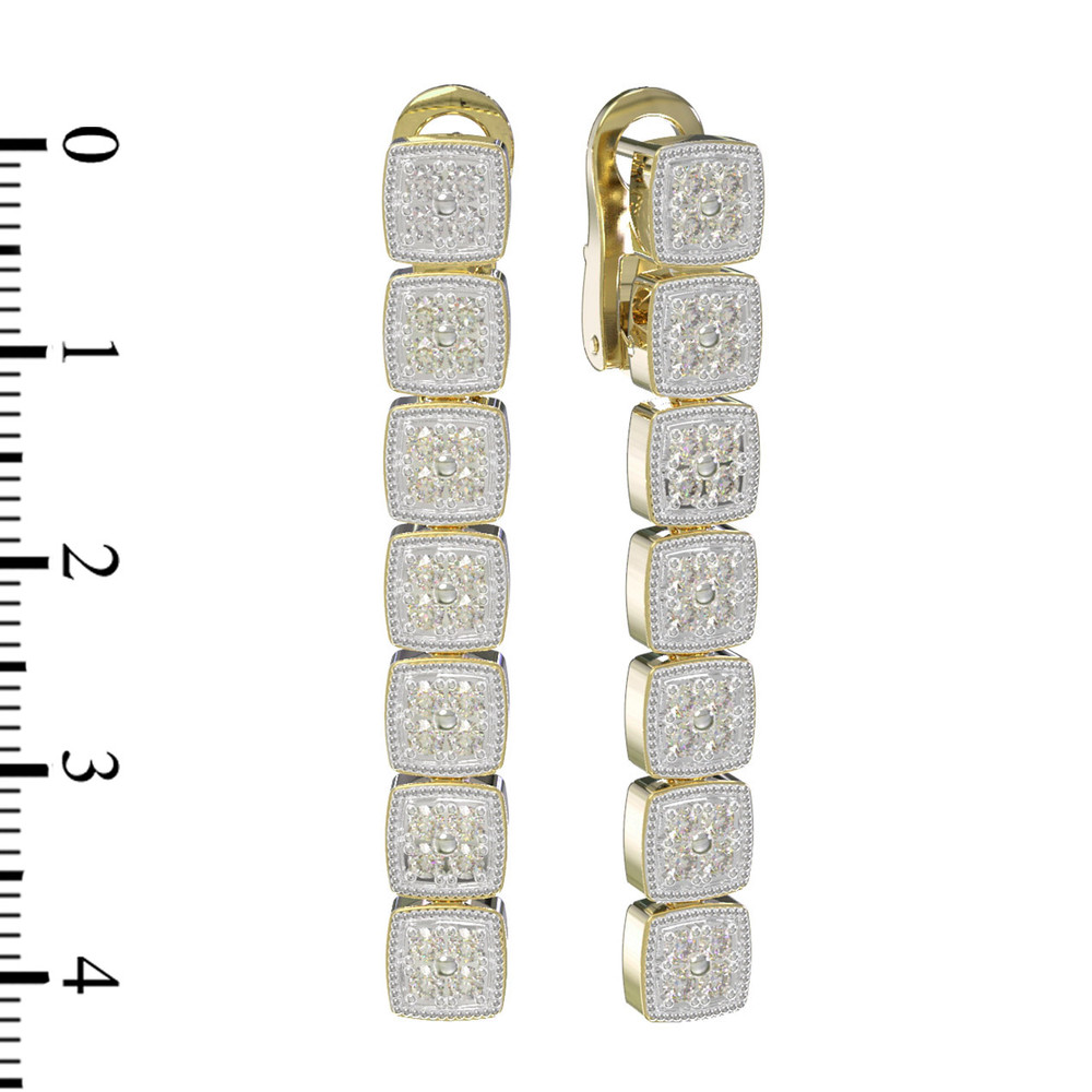 Серьги из лимонного золота 585 пробы c бриллиантами