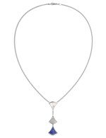 Колье из белого золота c бриллиантами, лазуритом и перламутром