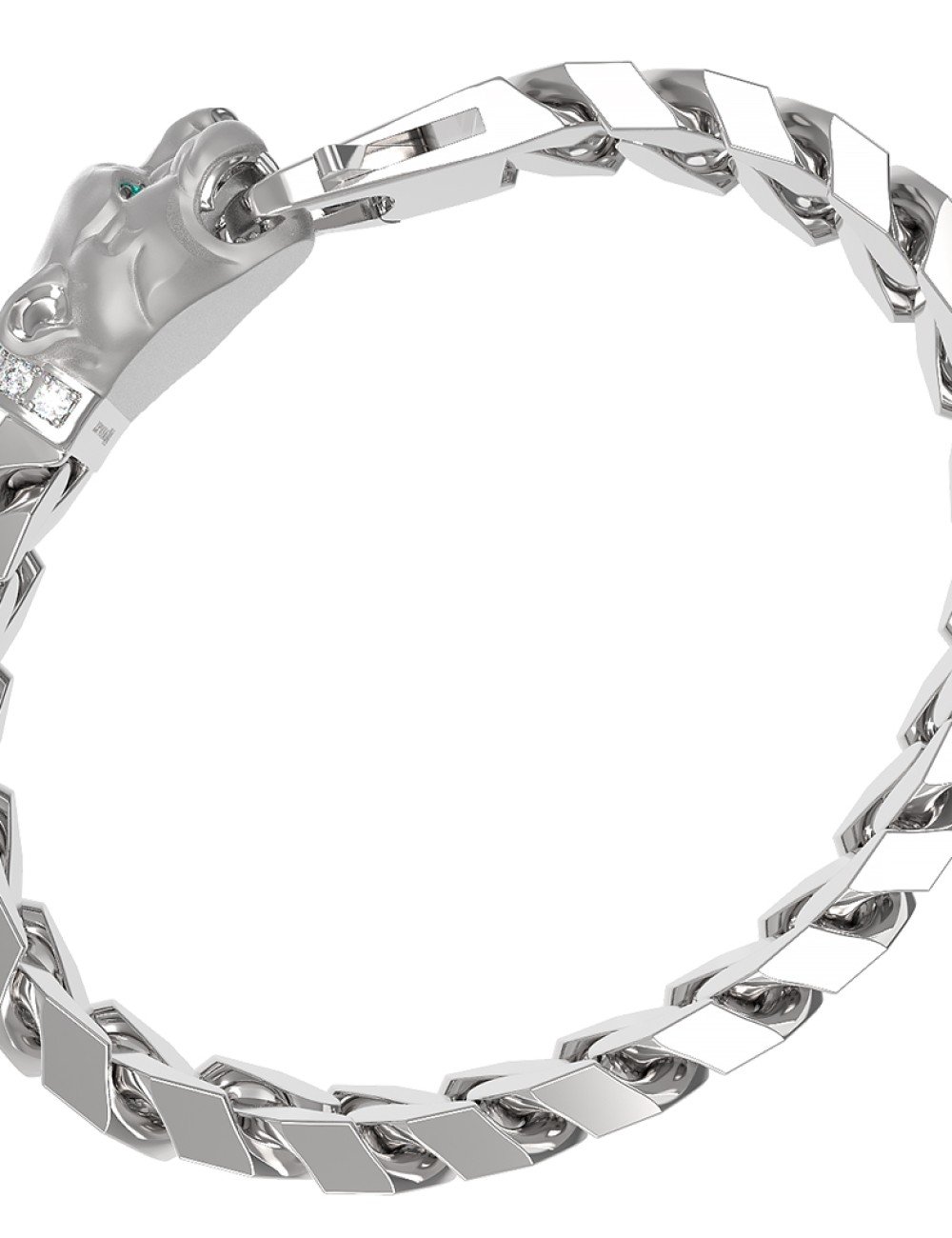 Браслет из белого золота c бриллиантами и изумрудом