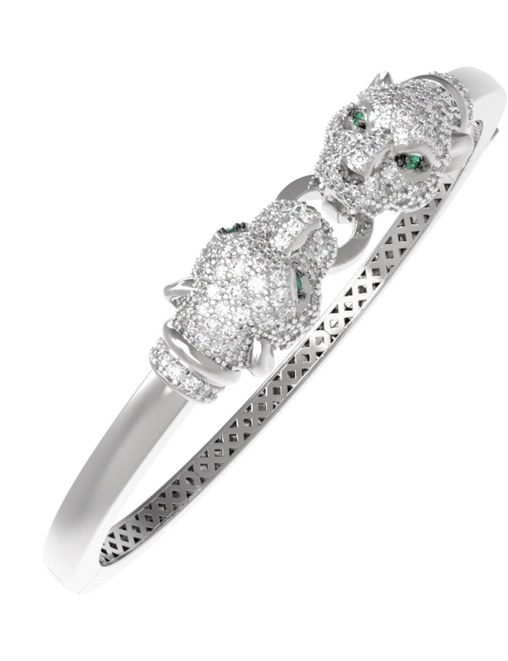 Браслет из белого золота c бриллиантами и изумрудом