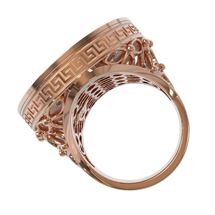 Кольцо из красного золота 585 пробы c эмалью и перламутром