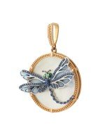 Подвеска из золота c сапфиром, эмалью и перламутром