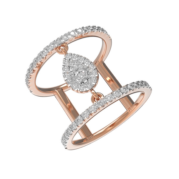 Кольцо из красного золота 585 пробы c бриллиантами