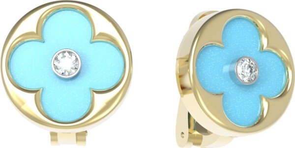 Серьги из лимонного золота c бриллиантами и бирюзой