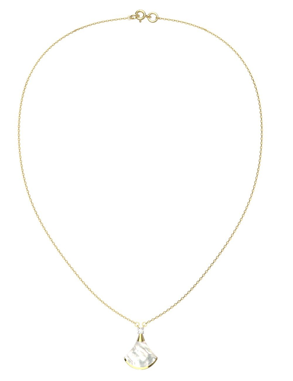 Колье из лимонного золота c бриллиантами и перламутром