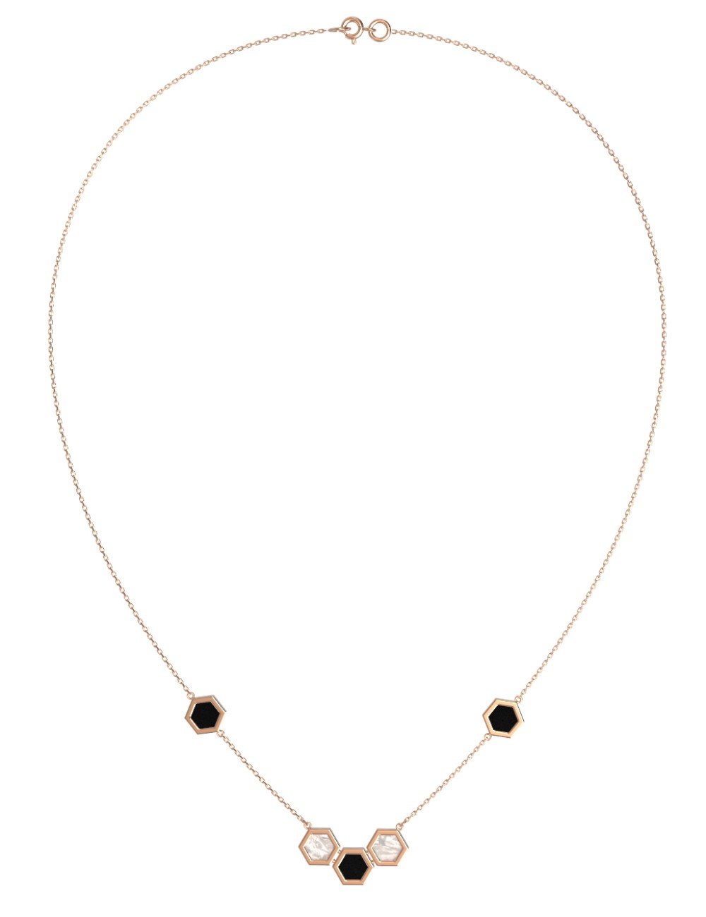 Колье из золота c ониксом и перламутром