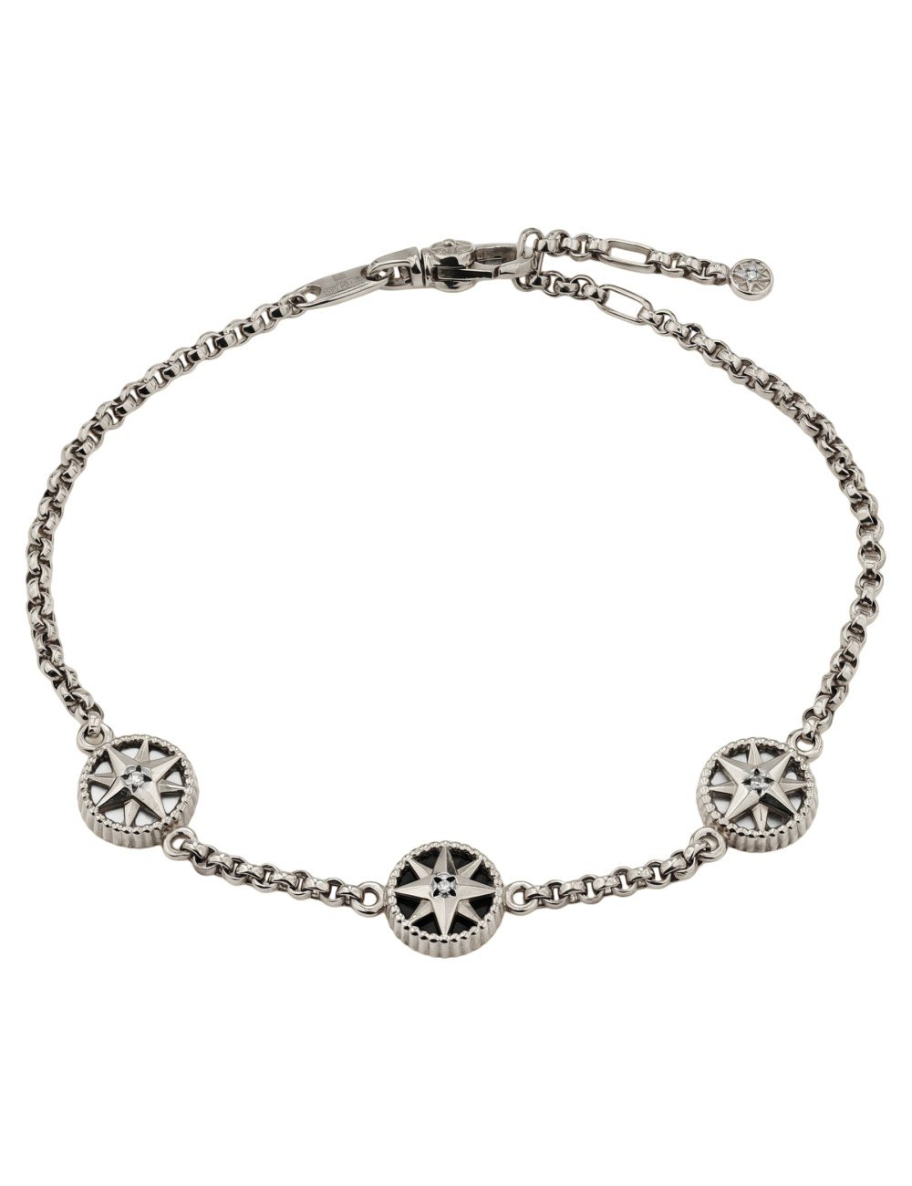 Браслет из белого золота c бриллиантами, ониксом и перламутром