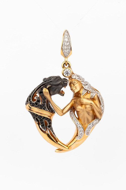 Подвеска из красного золота 585 пробы c фианитом