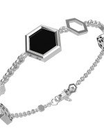 Браслет из белого золота c бриллиантами, ониксом и перламутром