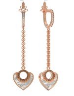 Серьги из золота c фианитом и перламутром