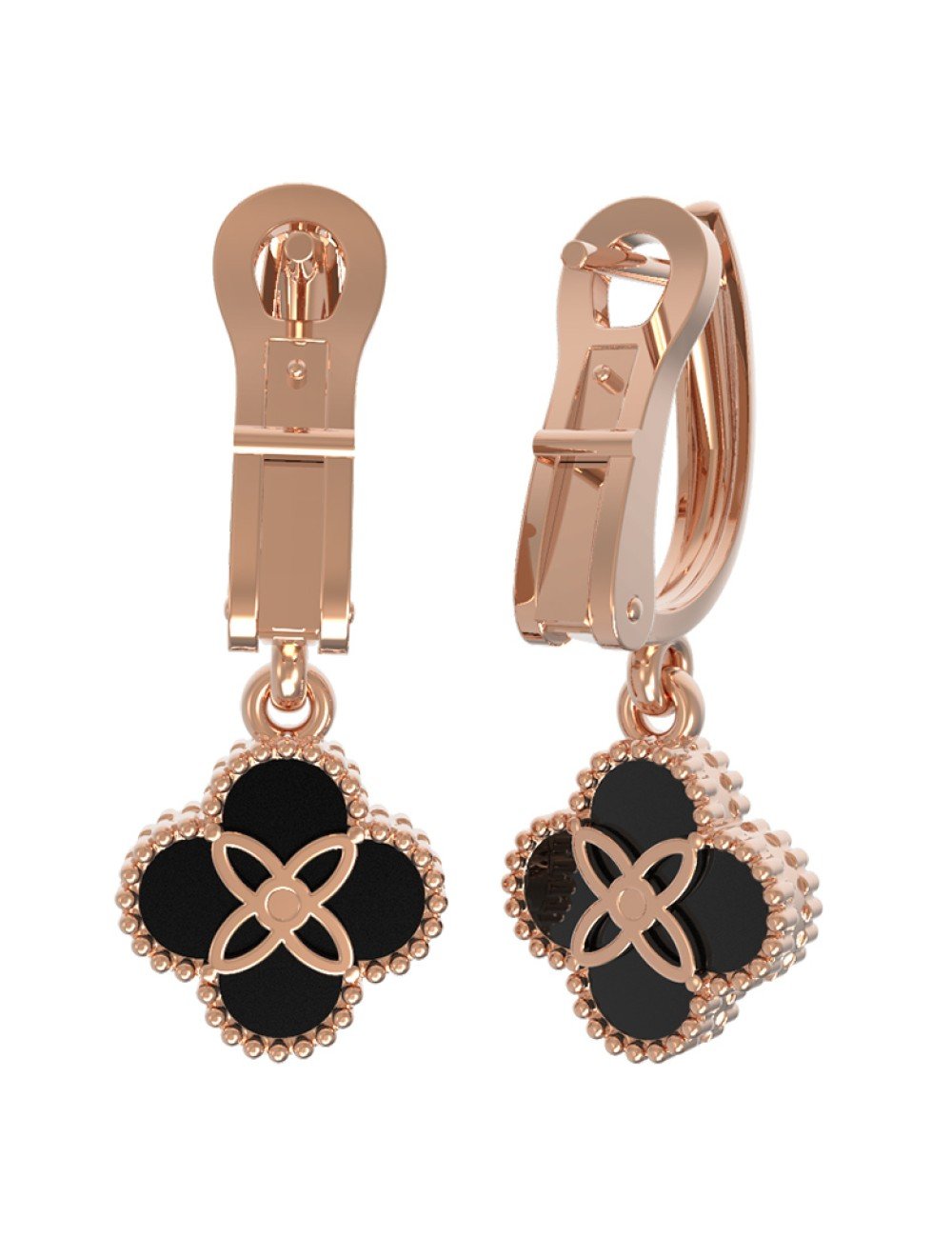 Серьги из золота c бриллиантами и ониксом