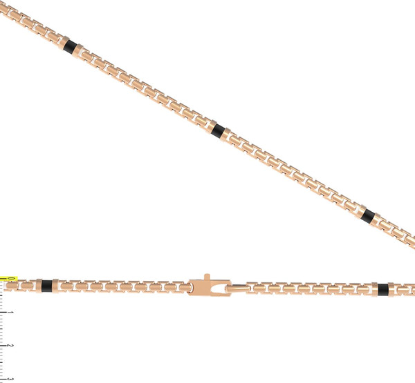 Цепь из красного золота 585 пробы c ониксом