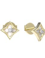 Серьги из лимонного золота c бриллиантами и перламутром