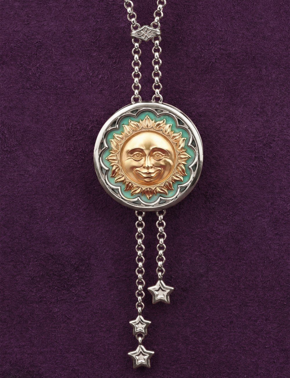 Колье из белого золота c бирюзой и лазуритом