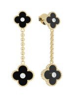 Серьги из лимонного золота c бриллиантами и ониксом